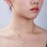 Luxury Halo Setting Princess Cut Moissanite Earrings 4 moissanite jewelry set t93e