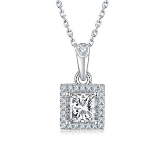 Princess Cut Moissanite Halo-instelling hanger 01