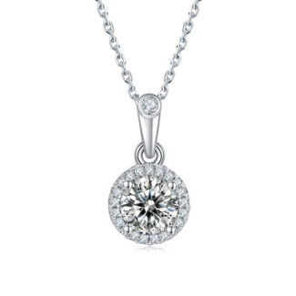 Pendentif serti de halo de moissanite de coupe ronde 01