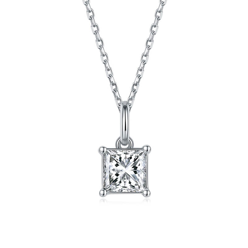 Princess Cut Moissanite Solitaire Pendant 01