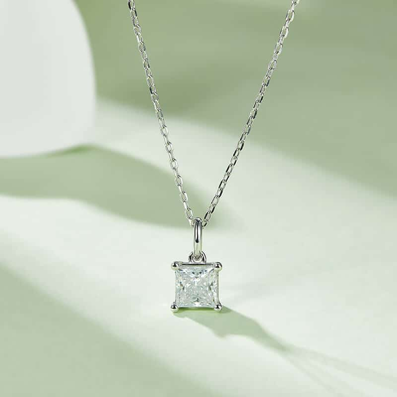 Princess Cut Moissanite Solitaire Pendant 02