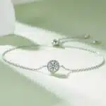 Pulsera de moissanita de talla redonda con engaste de halo de lujo U16A-02