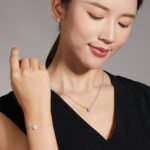 Pulseira de moissanita com corte redondo e configuração de halo em formato redondo 3 joias de moissanita ets u16a