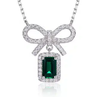 Emerald cut lab grown emerald necklace pendant ZH03O 01