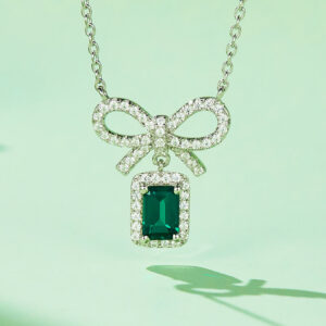Emerald cut lab grown emerald necklace pendant ZH03O 02