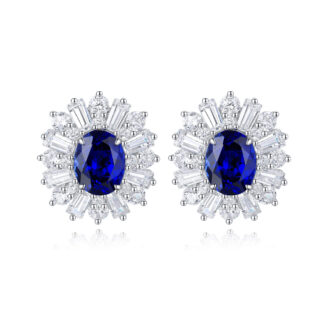 Lab grown blue sapphire earrings stud 01