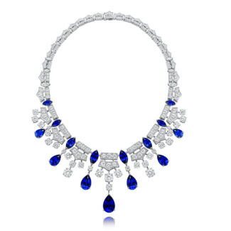 Lab grown blue sapphire necklace 01