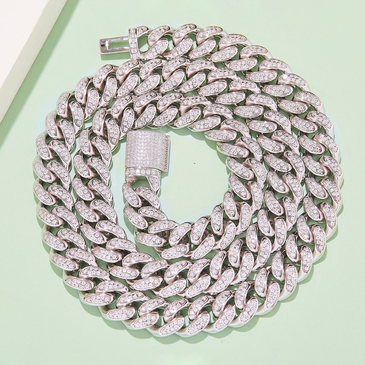 Dây chuyền mắt xích Cuba Moissanite 12mm