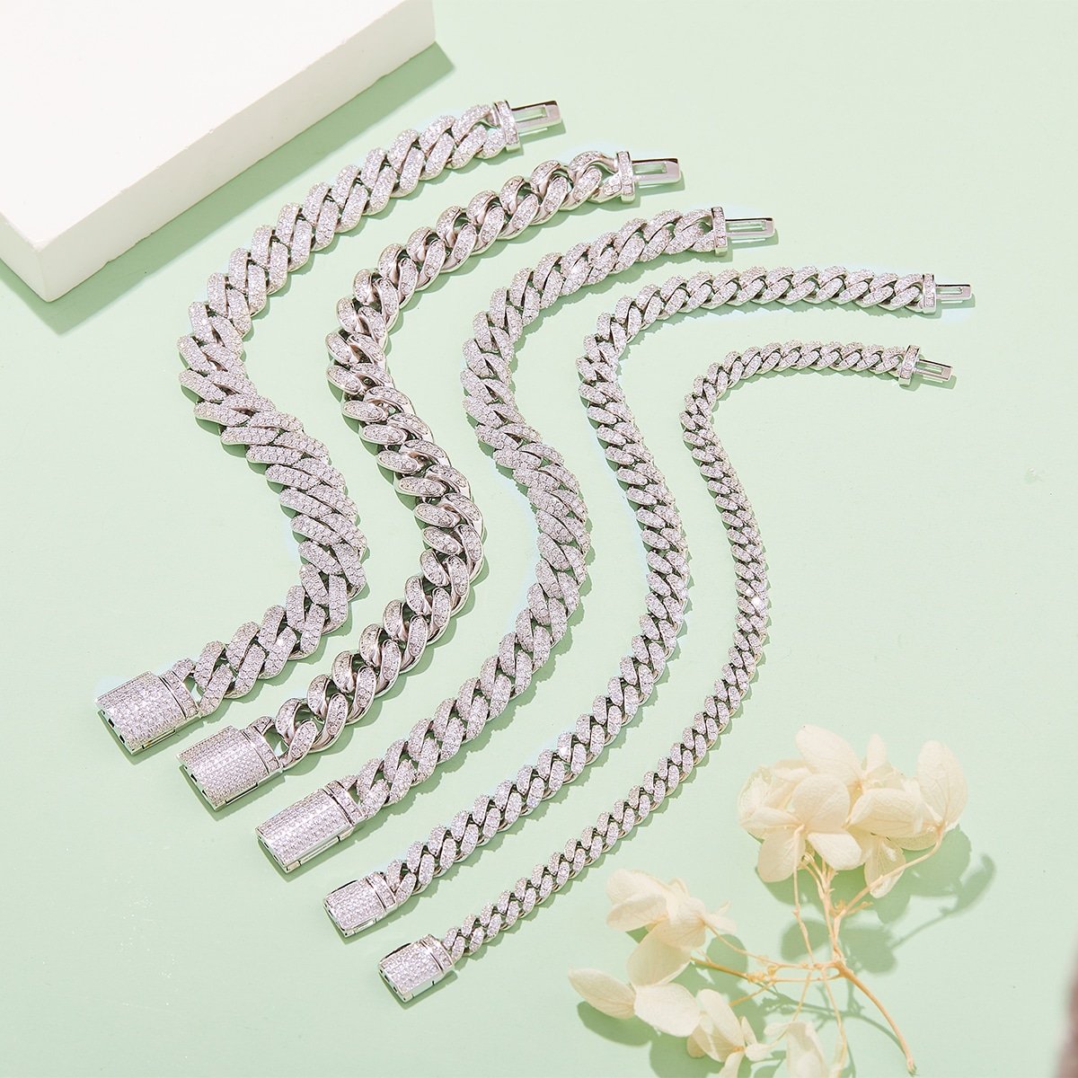 Corrente cubana de elos de moissanita corrente de elos cubanos de moissanita