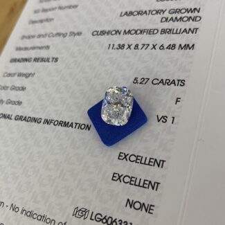 5.27ct F VS1 cushion cut lab grown diamond 01