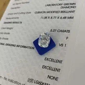 5.27ct F VS1 cushion cut lab grown diamond 01
