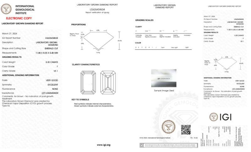 5,30 cts. Diamante blanco VS1 LG626434634