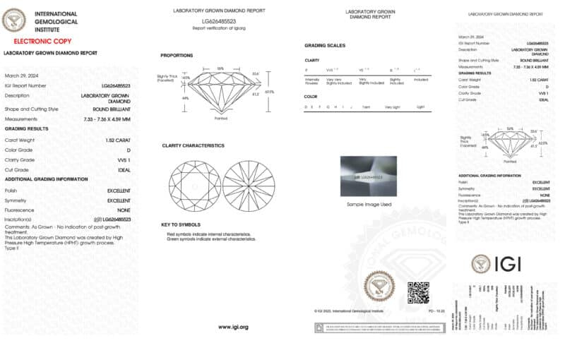 Diamante 1.52ct D VVS1 HPHT LG626485523