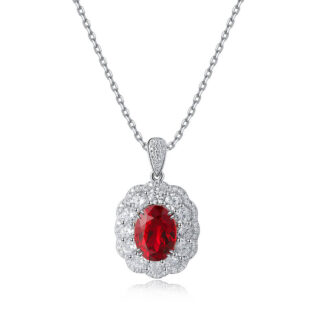 3.0ct oval cut lab grown ruby pendant necklace 01