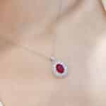 Kalung liontin ruby hasil lab potongan oval 3,0 ct 05