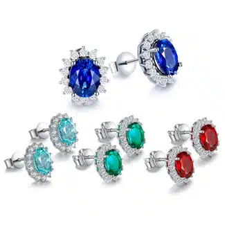 Bông tai đá quý hình bầu dục 3,4ct cắt trong phòng thí nghiệm 01