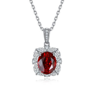 3.6ct oval cut lab grown ruby pendant necklace 01