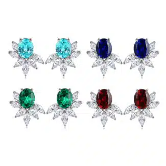 Bông tai đá quý cắt hình bầu dục 8,8ct 01