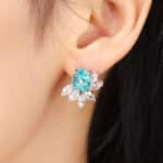 Anting-anting batu permata hasil lab potongan oval 8,8 karat 07