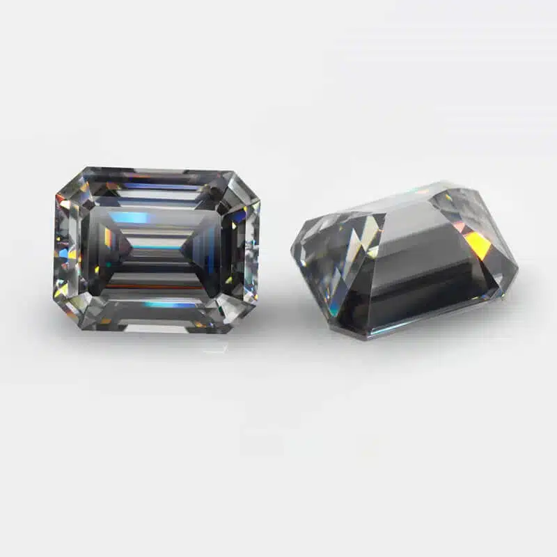 emerald cut gray moissanite 02