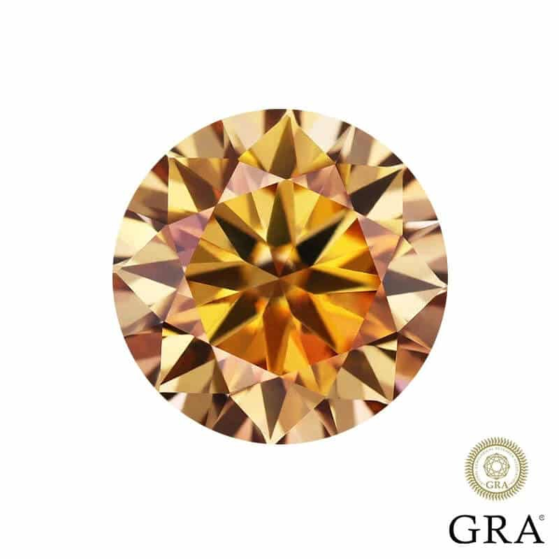 Rond geslepen champagne Moissanite 01