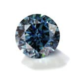 Moissanite blu taglio fiore di pruno di forma rotonda 01