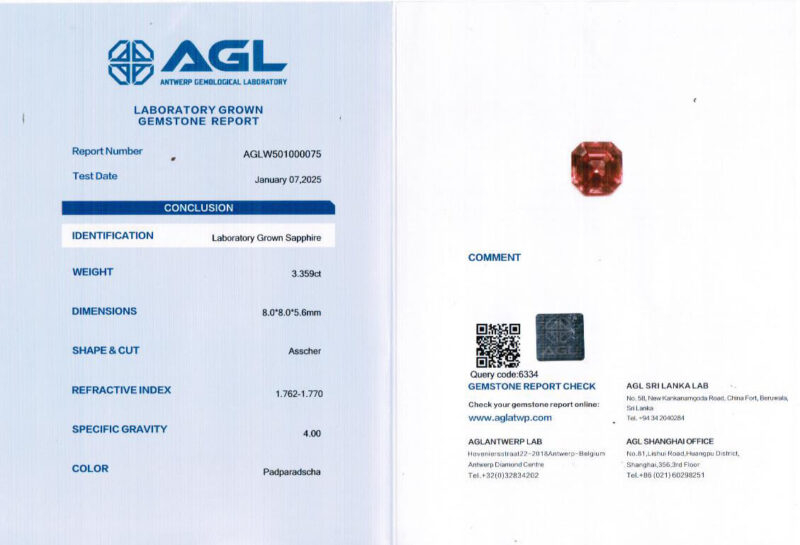 실험실에서 재배한 파드파라차 AGL 보고서