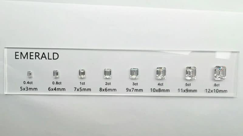 emerald cut diamond carat comparison set