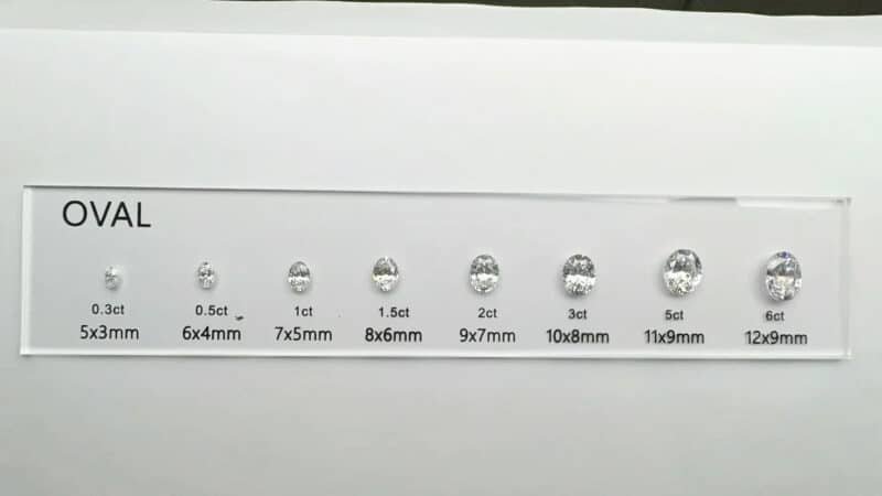 oval cut diamond carat comparison set