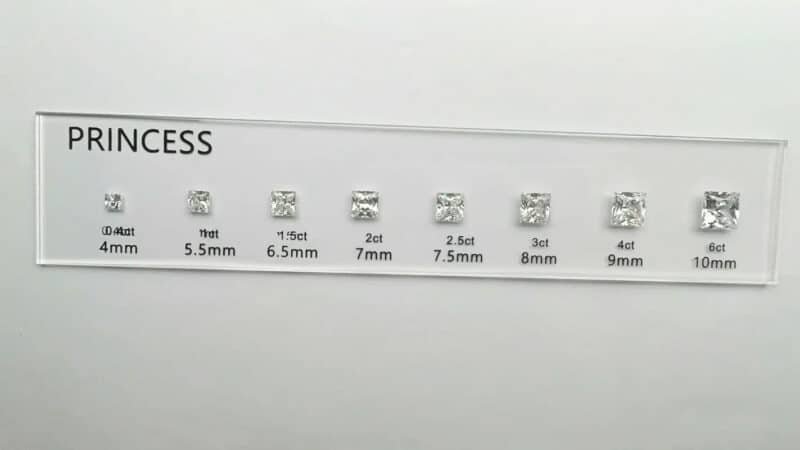 princess cut diamond carat comparison set