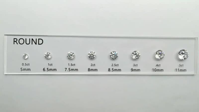 round cut diamond carat comparison set