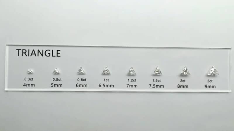 triangle cut diamond carat comparison set