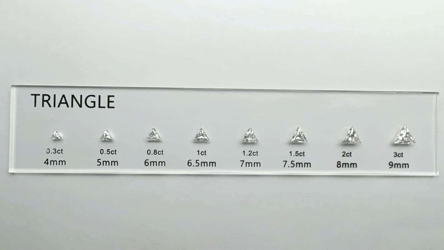 Conjunto de comparación de quilates de diamantes de talla triangular Juego de comparación de quilates de diamantes de talla triangular
