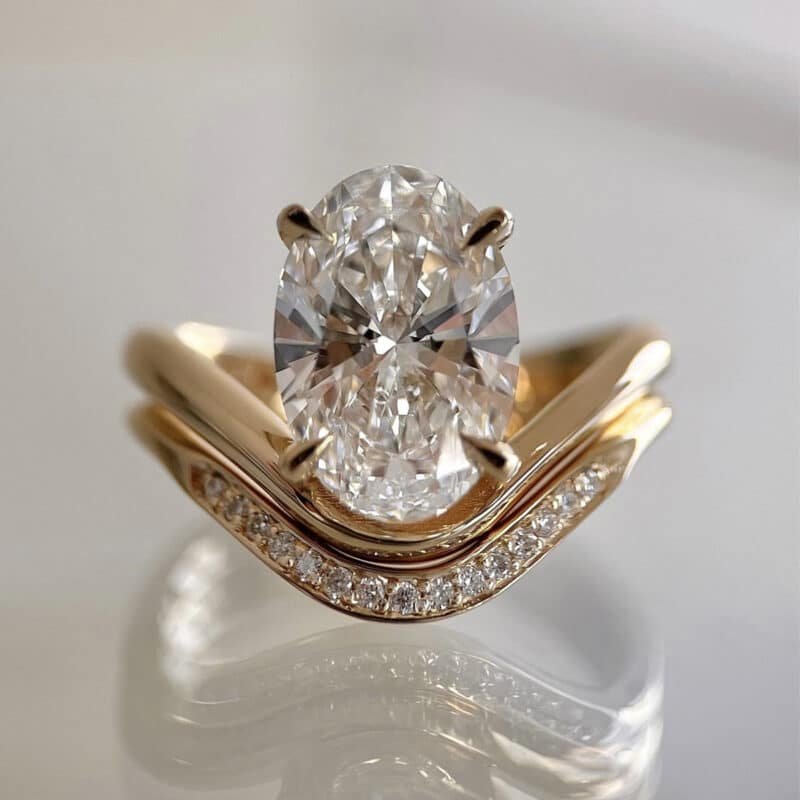 10x7mm oval cut moissanite engagement ring set nw55m 03