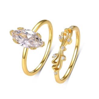 Set cincin pertunangan Moissanite potongan marquise 12x6mm NW46M 01