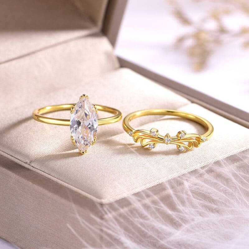 12x6mm marquise cut moissanite engagement ring set nw46m 02