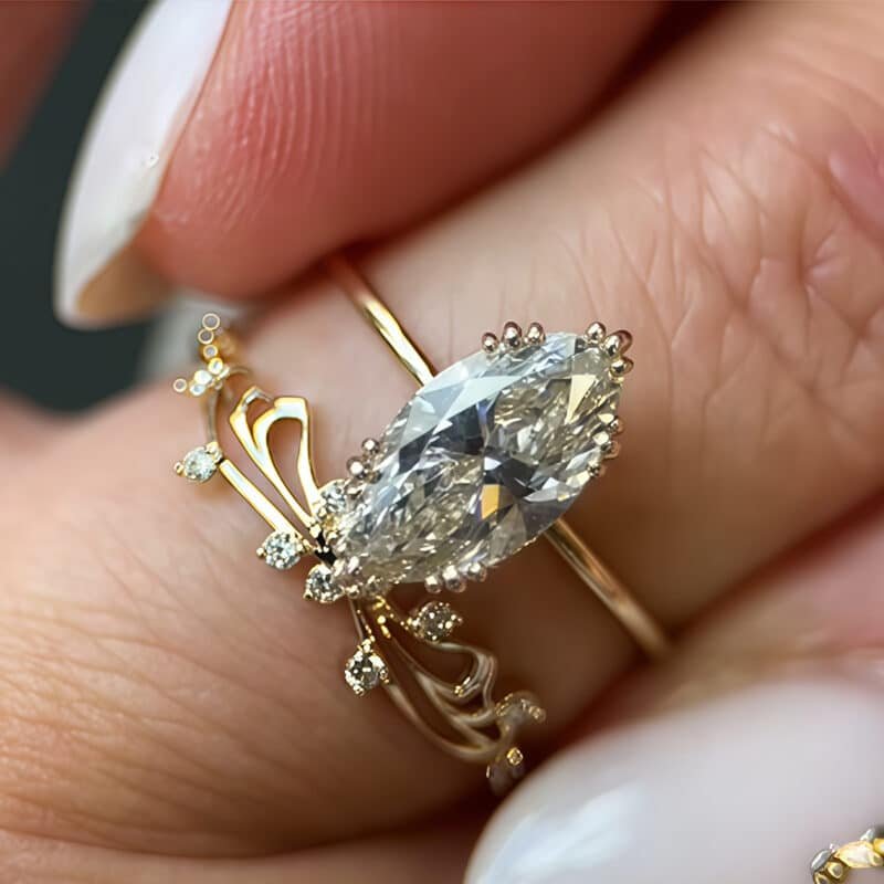 12x6mm marquise cut moissanite engagement ring set nw46m 03