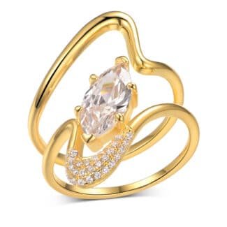 Set cincin pertunangan Moissanite potongan marquise 12x6mm NW53M 01