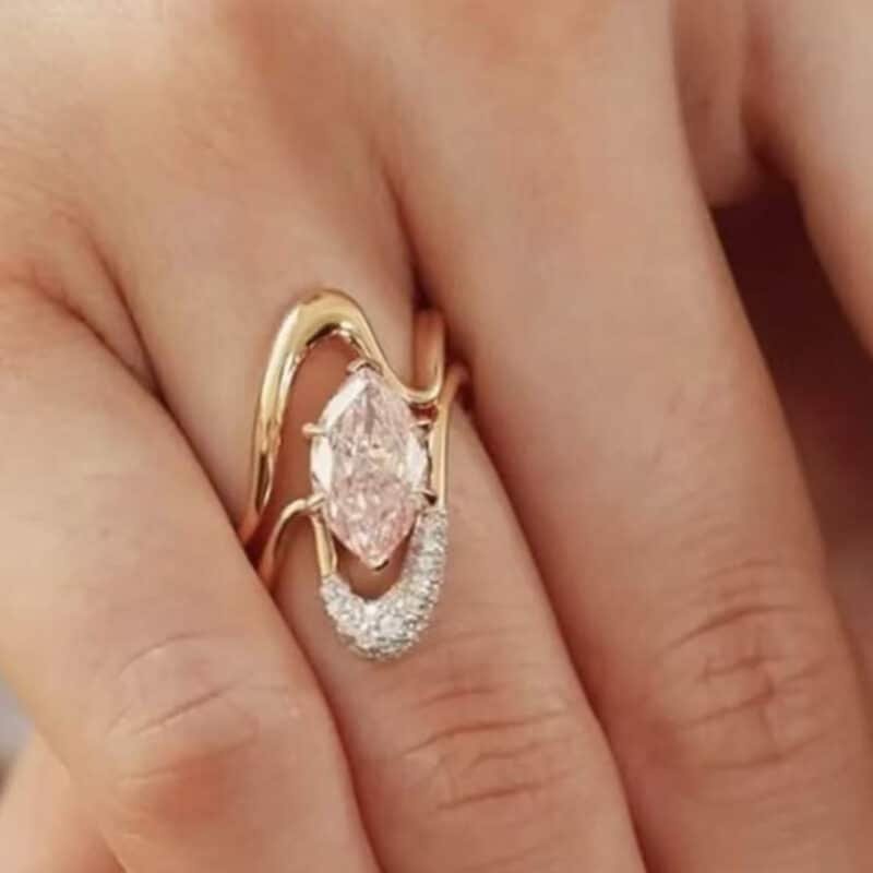 12x6mm marquise cut moissanite engagement ring set nw53m 03