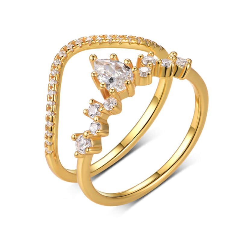 6x4mm pear cut moissanite engagement ring set nw47m 01