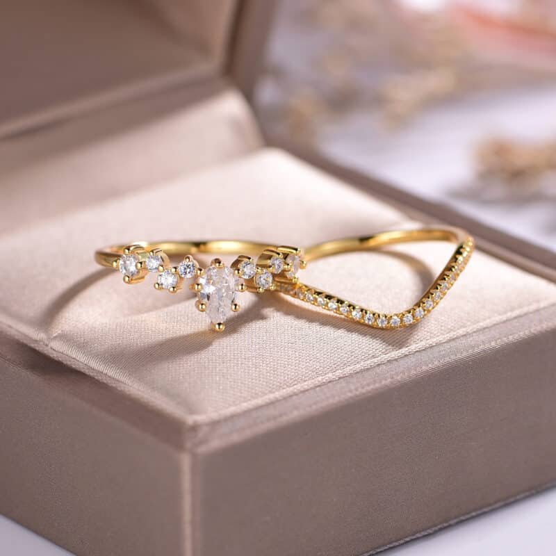 6x4mm pear cut moissanite engagement ring set nw47m 02