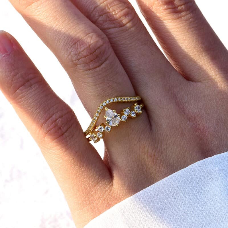 6x4mm pear cut moissanite engagement ring set nw47m 03