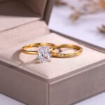 9X7Mm Emerald Cut Moissanite Engagement Ring Set For Women 2 9x7mm emerald cut moissanite engagement ring set nw48m 02