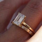 9X7Mm Emerald Cut Moissanite Engagement Ring Set For Women 3 9x7mm emerald cut moissanite engagement ring set nw48m 03