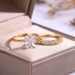 9X7Mm Emerald Cut Moissanite Engagement Ring Set For Women 2 9x7mm emerald cut moissanite engagement ring set nw49m 02