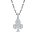 Luxury Classic Club Shape Moissanite Iced Out Pendant 1 luxury classic moissanite trebol pendant j009a 01