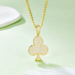 Luxury Classic Club Shape Moissanite Iced Out Pendant 4 luxury classic moissanite trebol pendant j009a 04