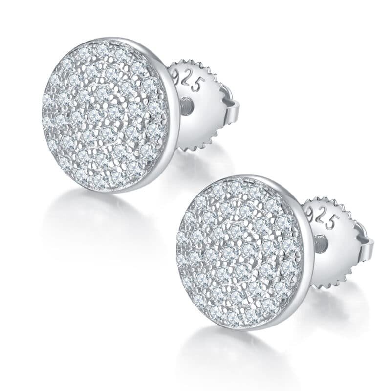 men's moissanite hip hop screw back stud earrings round shape sterling j011a 01