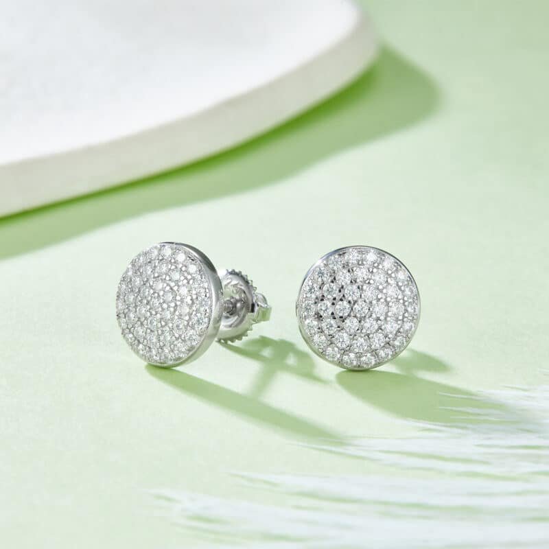 men's moissanite hip hop screw back stud earrings round shape sterling j011a 03