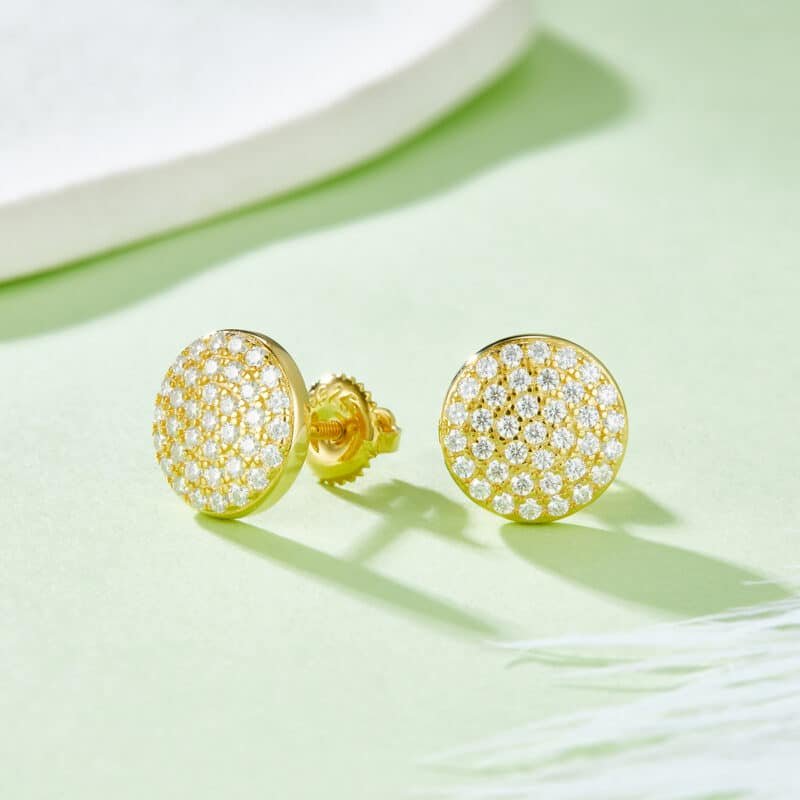 men's moissanite hip hop screw back stud earrings round shape sterling j011a 04